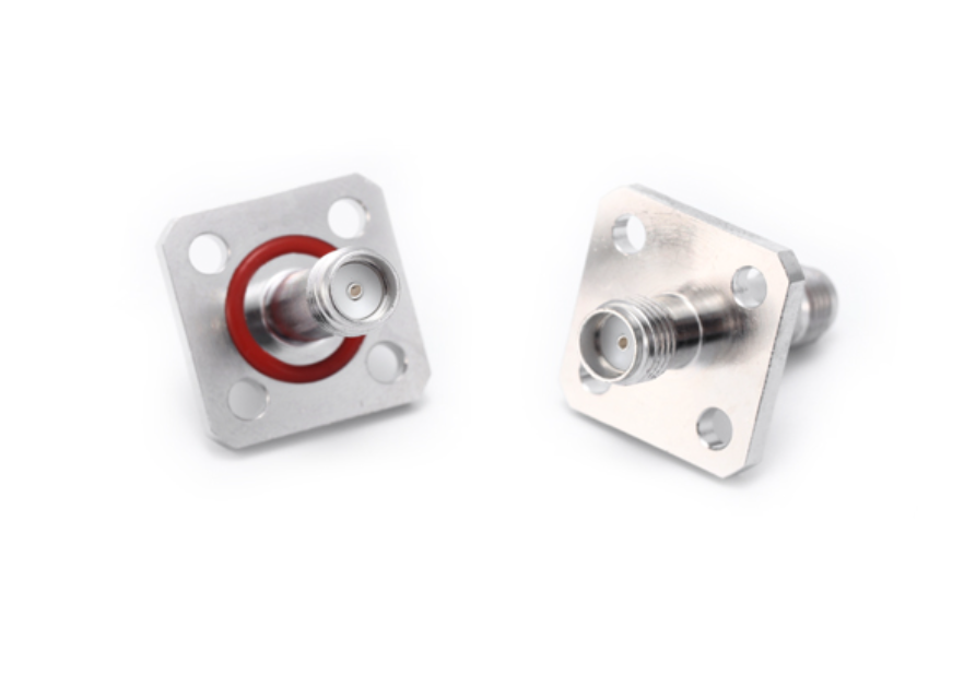 SMA母头转母头四孔法兰安装射频转接器